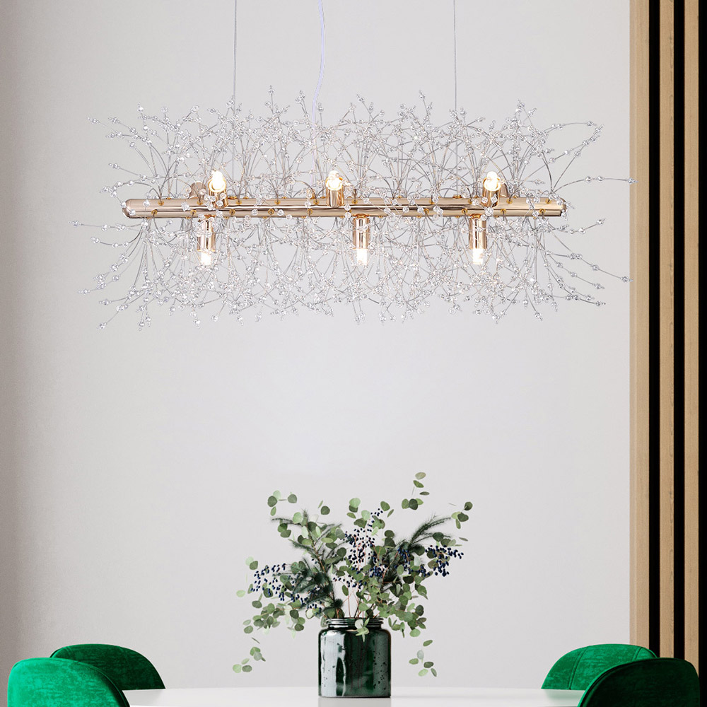 엘리사 9등 일자형 크리스탈 식탁등 식탁조명