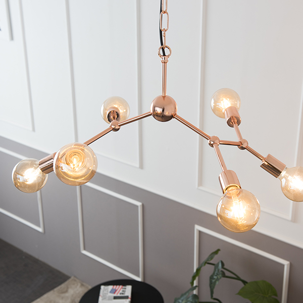 유니크 6등 식탁등 식탁조명 로즈골드