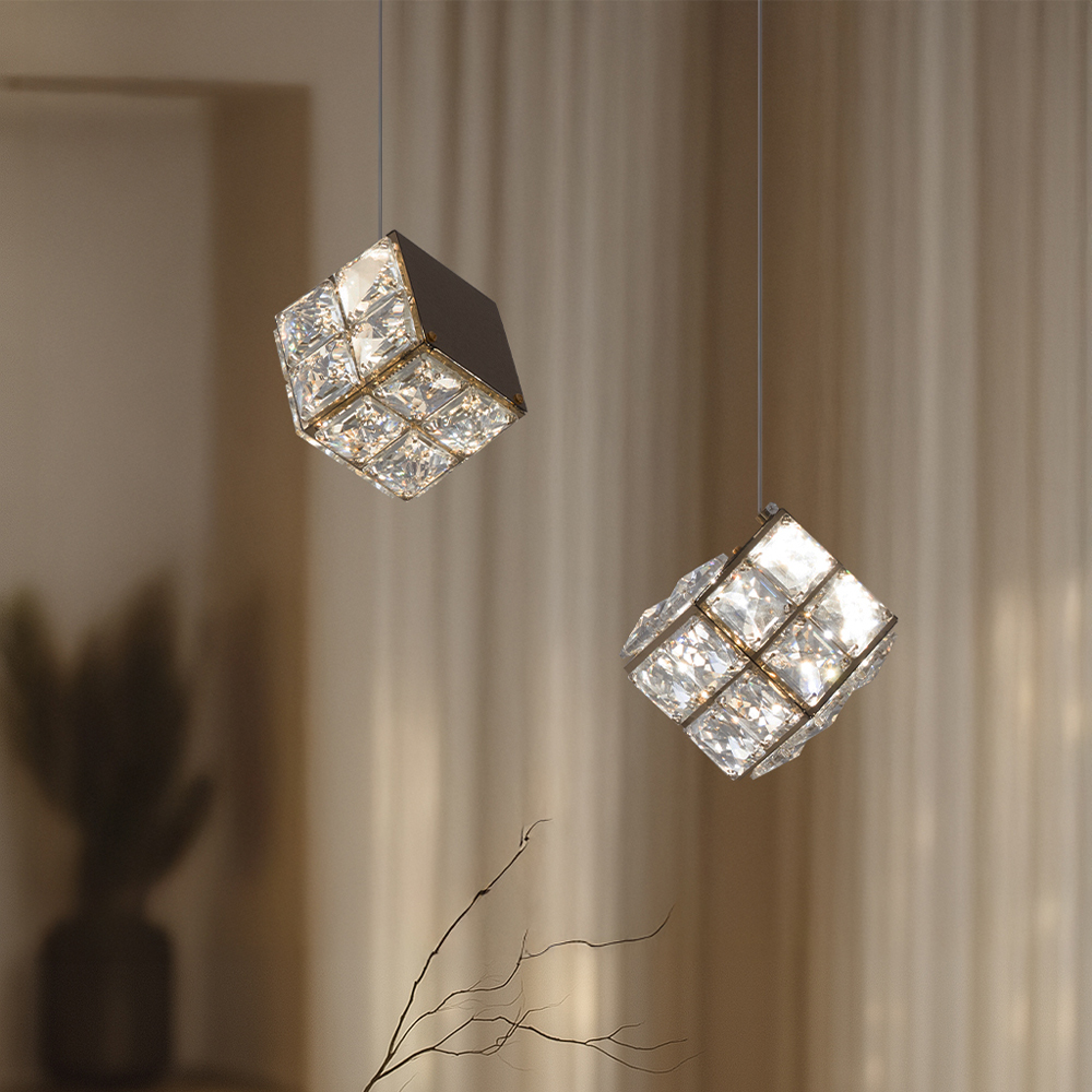 LED 크리스탈 큐브 2등 펜던트 조명 20W